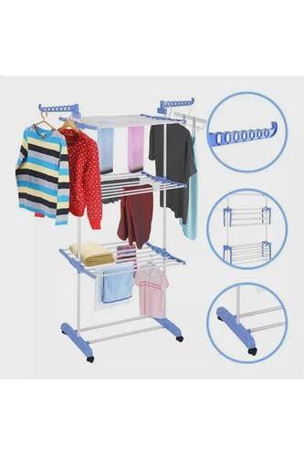 Varal de Chão Grande de Roupas 3 Andares Dobrável Azul Kontuz 170 cm