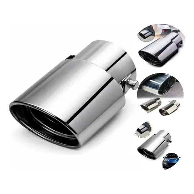 Ponteira Universal Escapamento Cromada Esportiva Carro Inox Prata